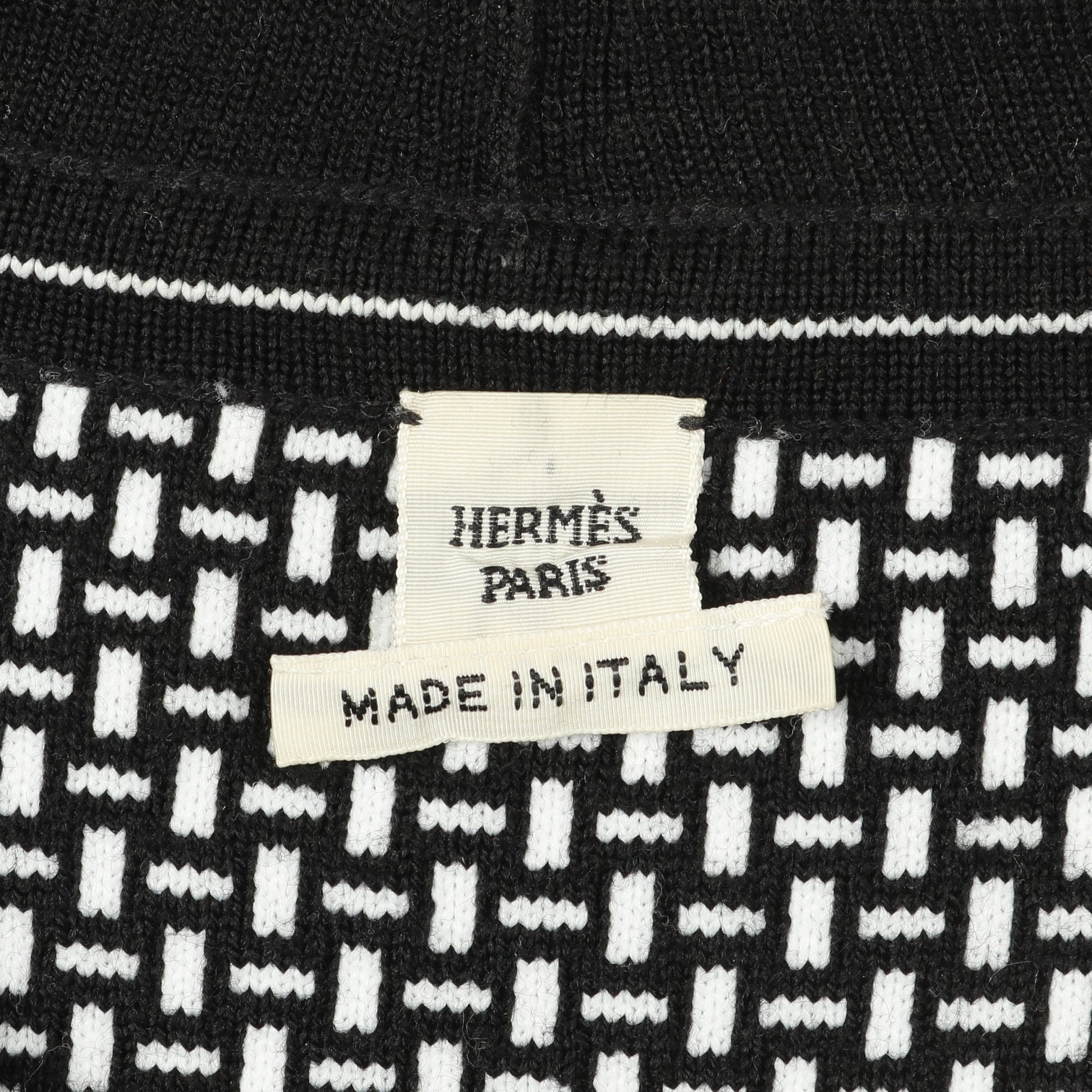ニット 半袖 総柄 ウール ブラック ホワイト ジップアップ エルメス トップス HERMES