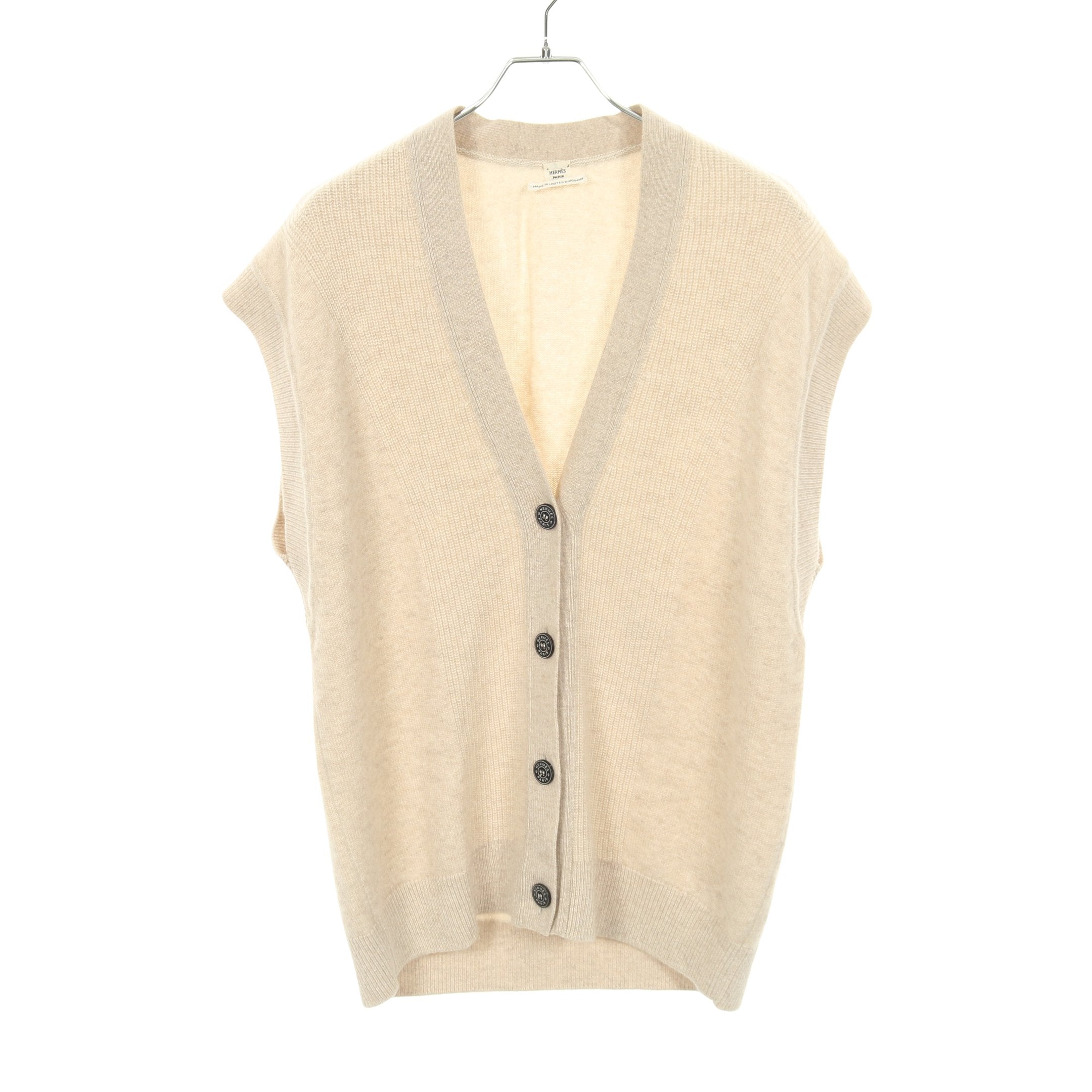 セリエボタン ニット ベスト カシミヤ ベージュ エルメス – RECLO
