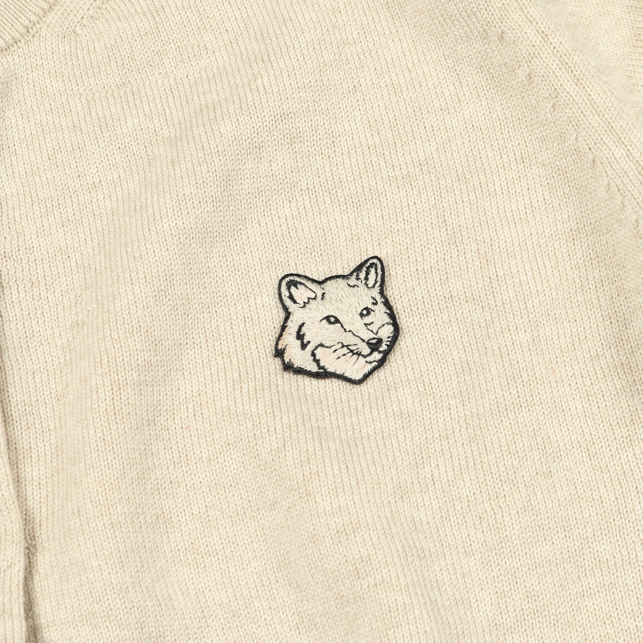 BOLD FOX HEAD カーディガン クルーネック ウール ベージュ メゾン