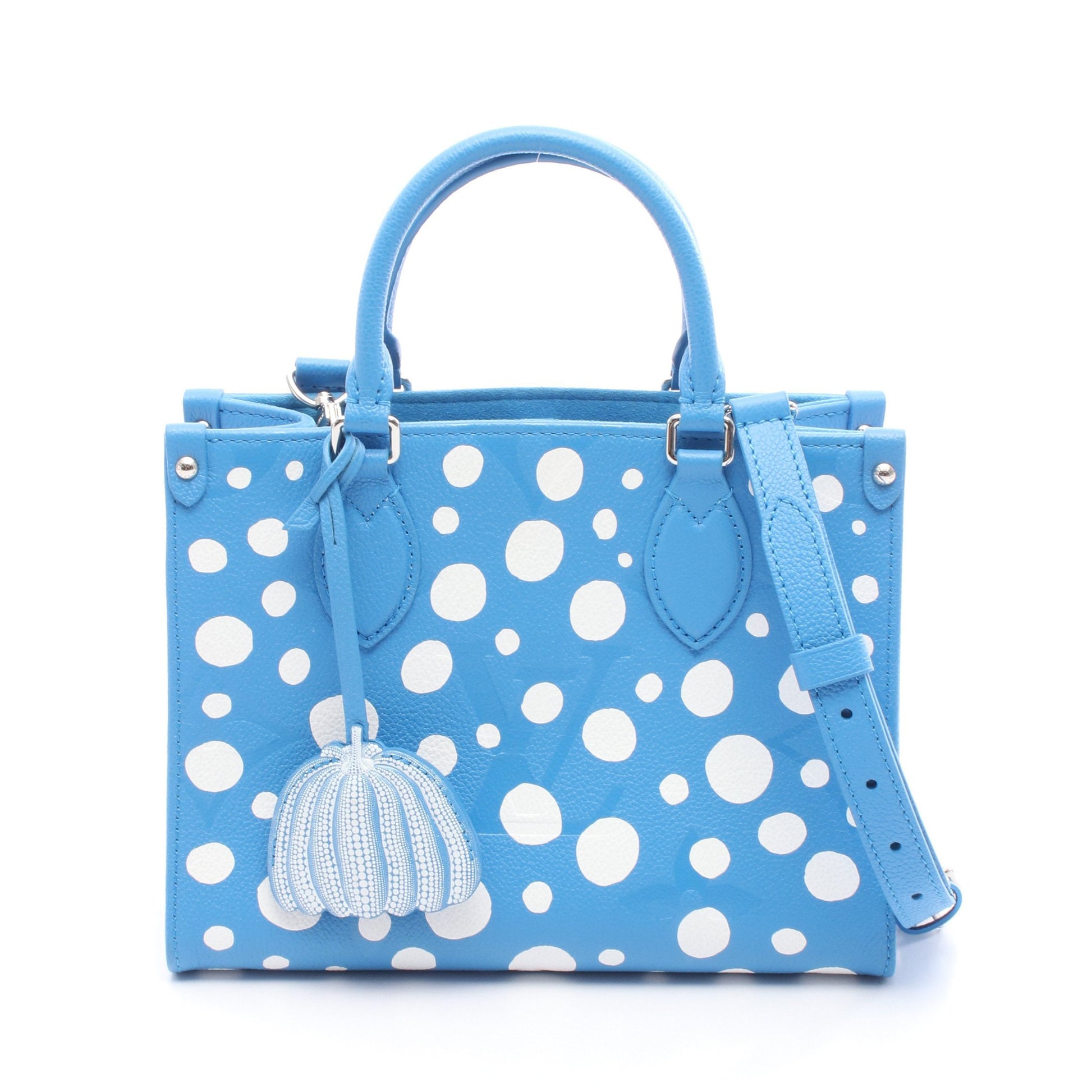 LOUIS VUITTON × yayoi kusama オンザゴーPM ハンドバッグ レザー ブルー ホワイト 2WAY ルイヴィトン バッグ LOUIS VUITTON