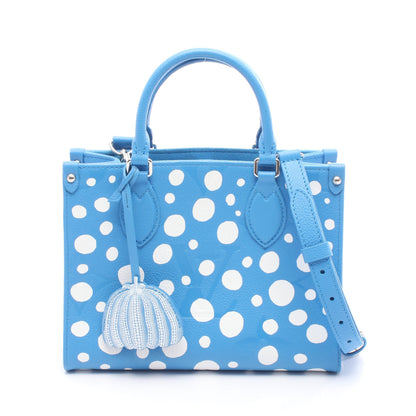LOUIS VUITTON × yayoi kusama オンザゴーPM ハンドバッグ レザー ブルー ホワイト 2WAY ルイヴィトン バッグ LOUIS VUITTON