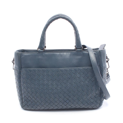 イントレチャート ハンドバッグ レザー ネイビー 2WAY ボッテガヴェネタ バッグ BOTTEGA VENETA