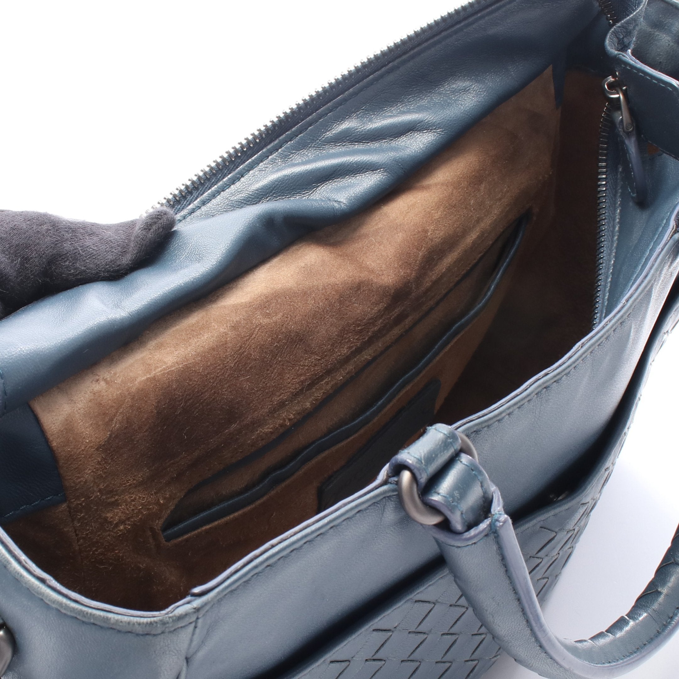 イントレチャート ハンドバッグ レザー ネイビー 2WAY ボッテガ