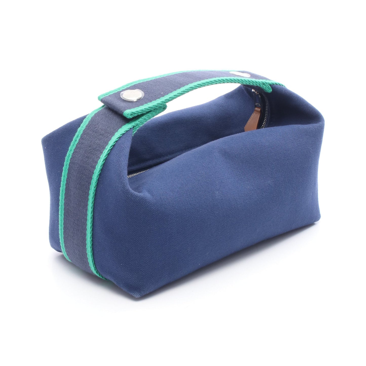 ブリッドアブラックPM ハンドバッグ キャンバス ブルー グリーン シルバー金具 エルメス バッグ HERMES