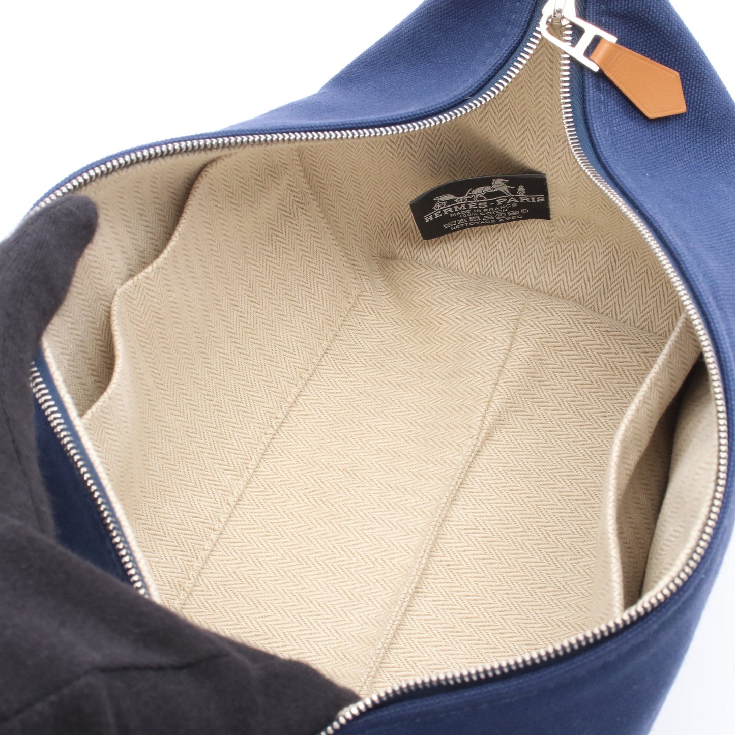 ブリッドアブラックPM ハンドバッグ キャンバス ブルー グリーン シルバー金具 エルメス バッグ HERMES