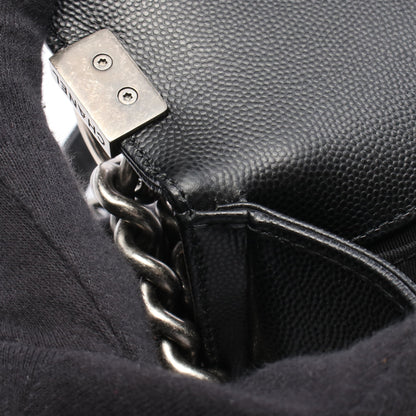ボーイシャネル チェーンショルダーバッグ キャビアスキン ブラック シルバー金具 シャネル バッグ CHANEL
