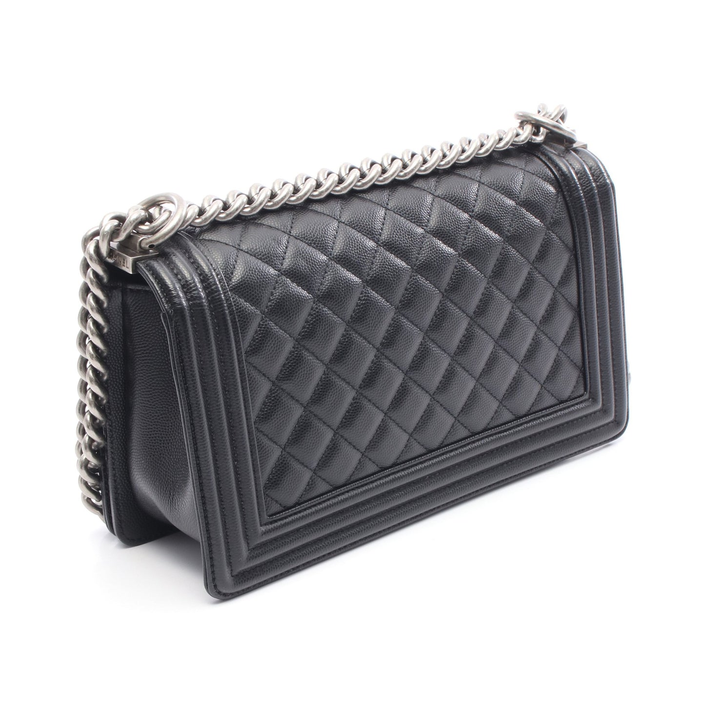 ボーイシャネル チェーンショルダーバッグ キャビアスキン ブラック シルバー金具 シャネル バッグ CHANEL