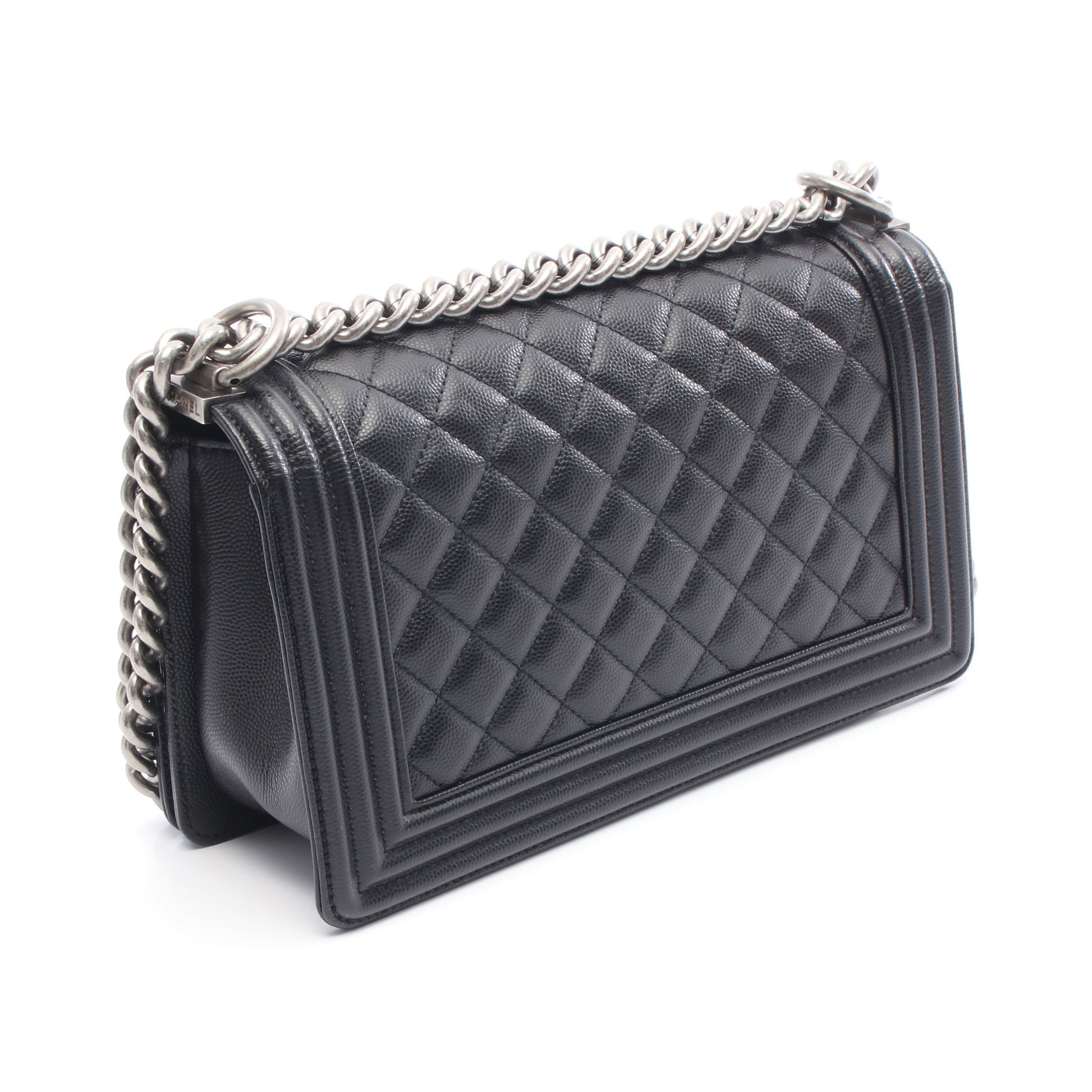 ボーイシャネル チェーンショルダーバッグ キャビアスキン ブラック シルバー金具 シャネル バッグ CHANEL