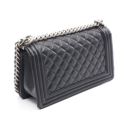 ボーイシャネル チェーンショルダーバッグ キャビアスキン ブラック シルバー金具 シャネル バッグ CHANEL
