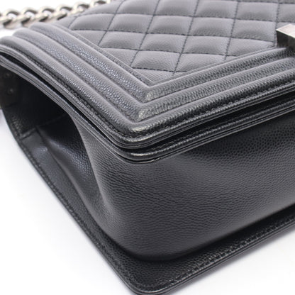 ボーイシャネル チェーンショルダーバッグ キャビアスキン ブラック シルバー金具 シャネル バッグ CHANEL