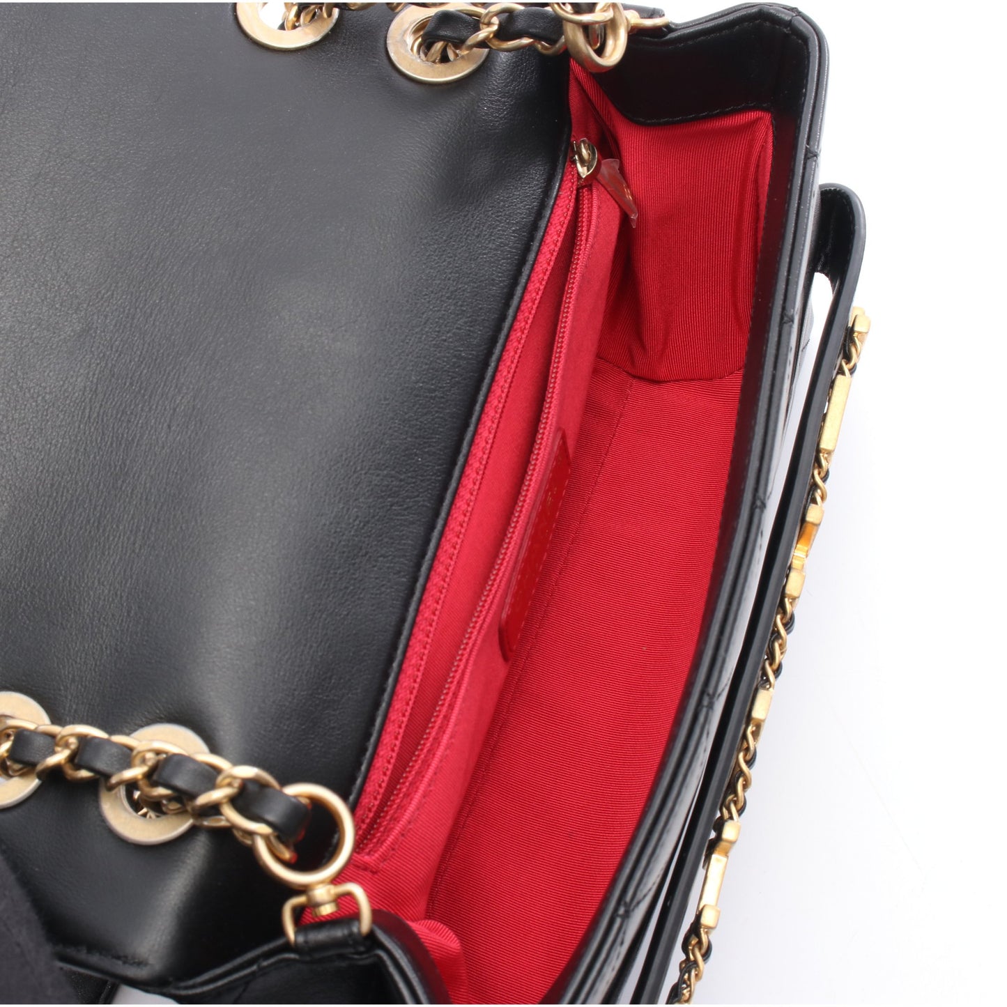 マトラッセ ロゴ チェーンショルダーバッグ ラムスキン ブラック ゴールド金具 シャネル バッグ CHANEL