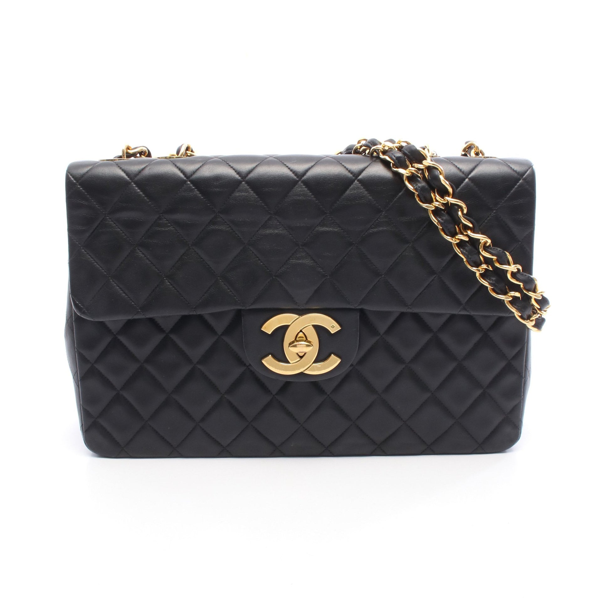 デカマトラッセ34 Wチェーンショルダーバッグ ラムスキン ブラック ゴールド金具 シャネル バッグ CHANEL