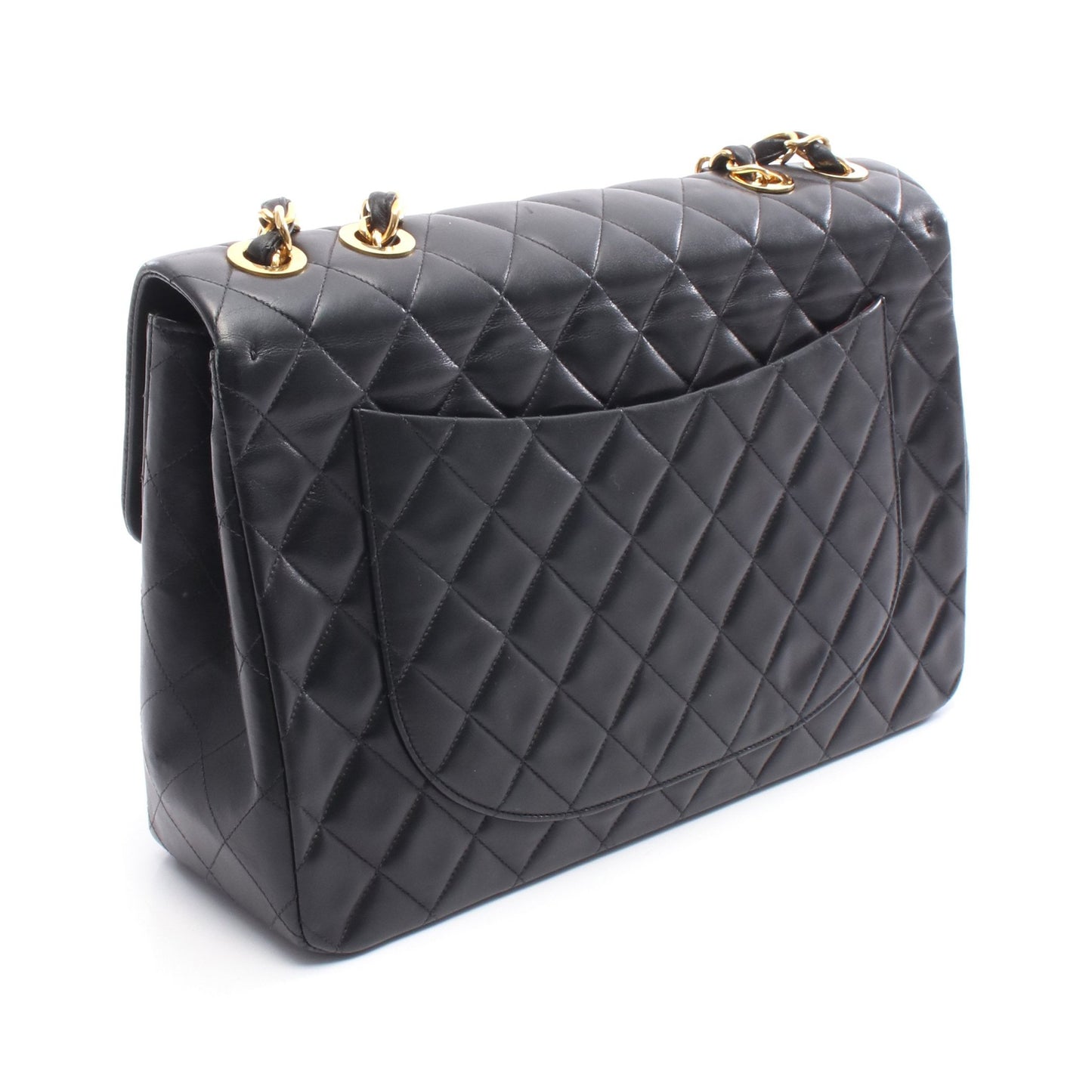 デカマトラッセ34 Wチェーンショルダーバッグ ラムスキン ブラック ゴールド金具 シャネル バッグ CHANEL