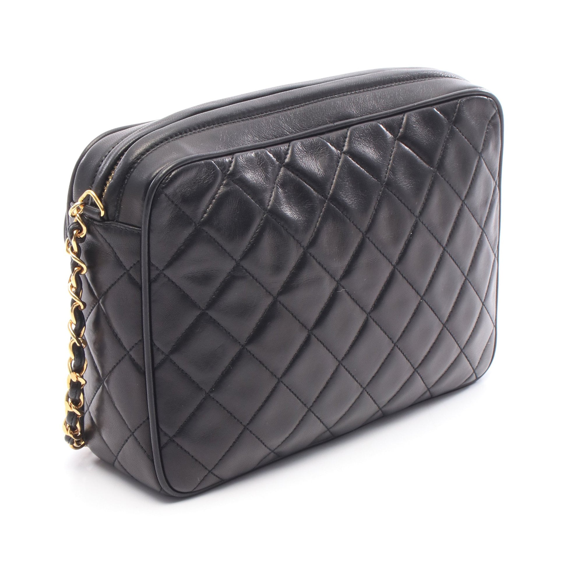 チェーンショルダーバッグ ラムスキン ブラック ゴールド金具 フリンジ ヴィンテージ シャネル バッグ CHANEL
