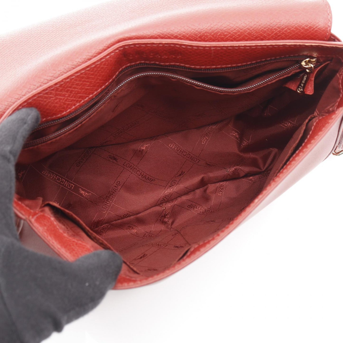 カヴァルケード ショルダーバッグ レザー レッド ロンシャン バッグ LONGCHAMP