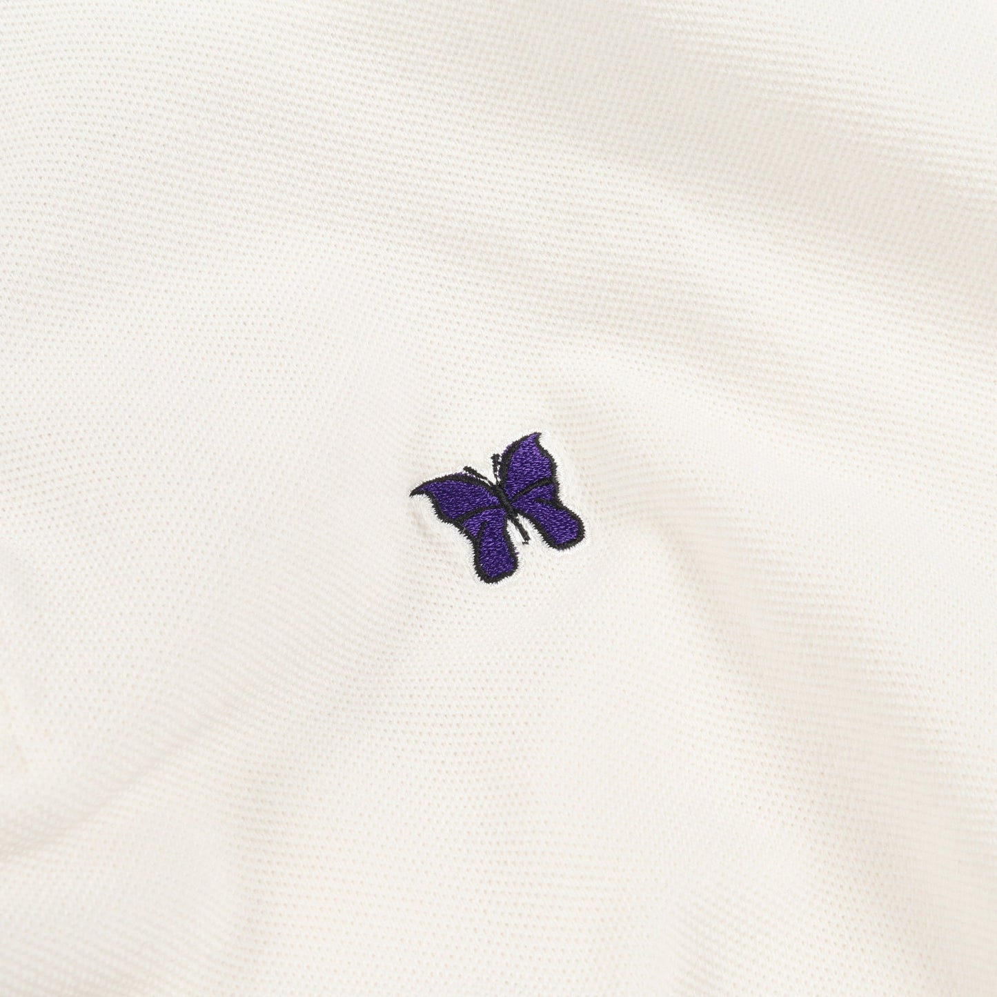 Shawl Collar S/S Polo ポロシャツ 蝶刺繍 コットン ホワイト ブラック ニードルス トップス Needles