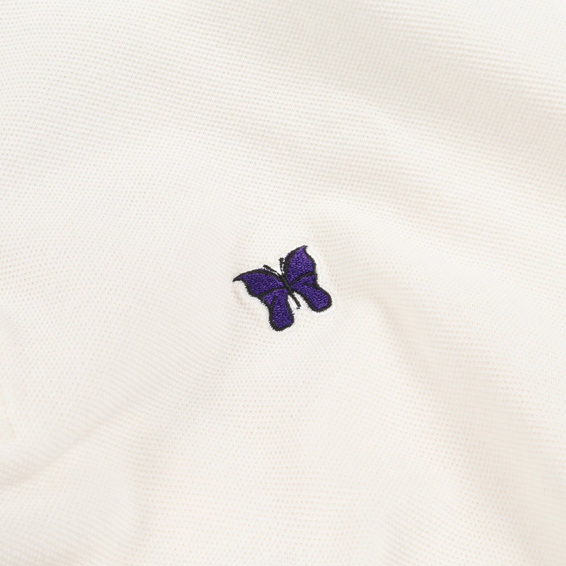 Shawl Collar S/S Polo ポロシャツ 蝶刺繍 コットン ホワイト ブラック ニードルス トップス Needles