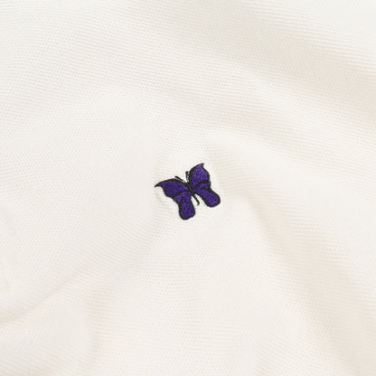 Shawl Collar S/S Polo ポロシャツ 蝶刺繍 コットン ホワイト ブラック ニードルス トップス Needles