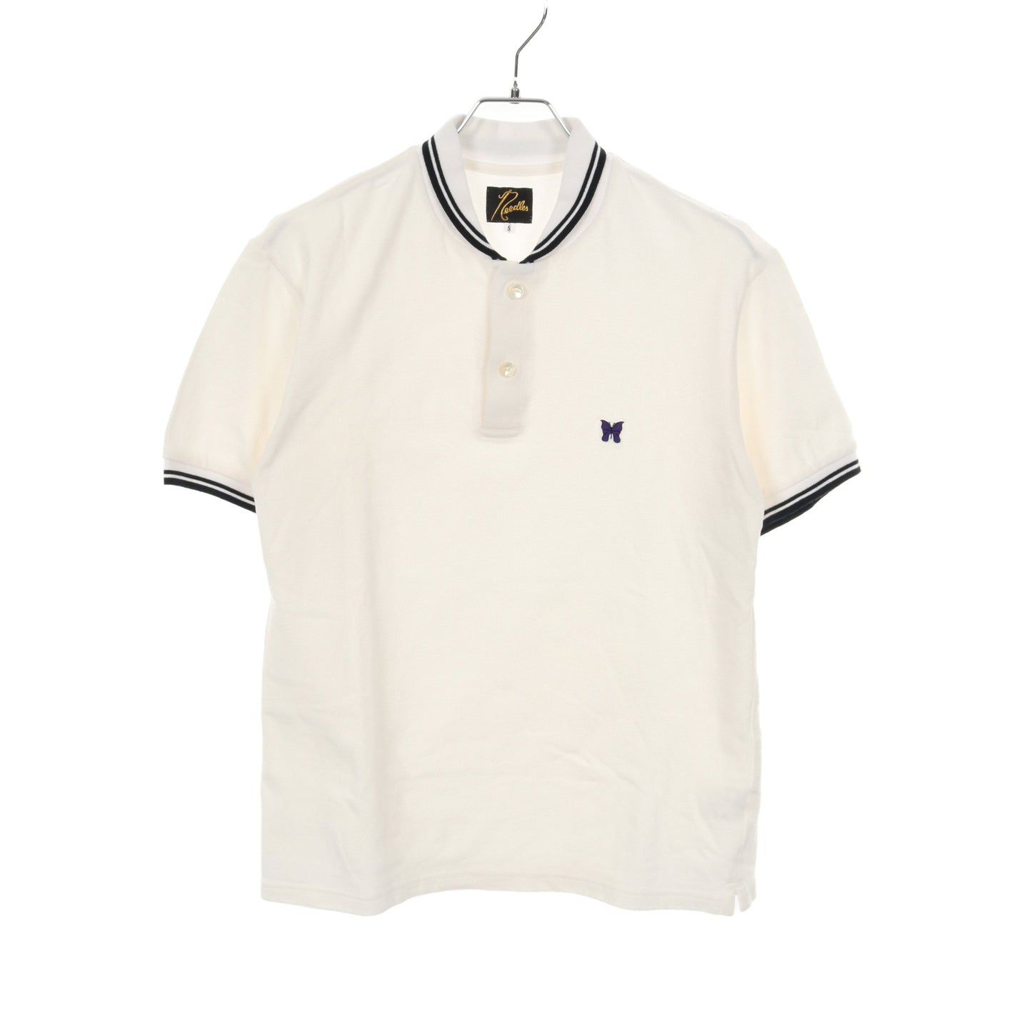 Shawl Collar S/S Polo ポロシャツ 蝶刺繍 コットン ホワイト ブラック ニードルス トップス Needles