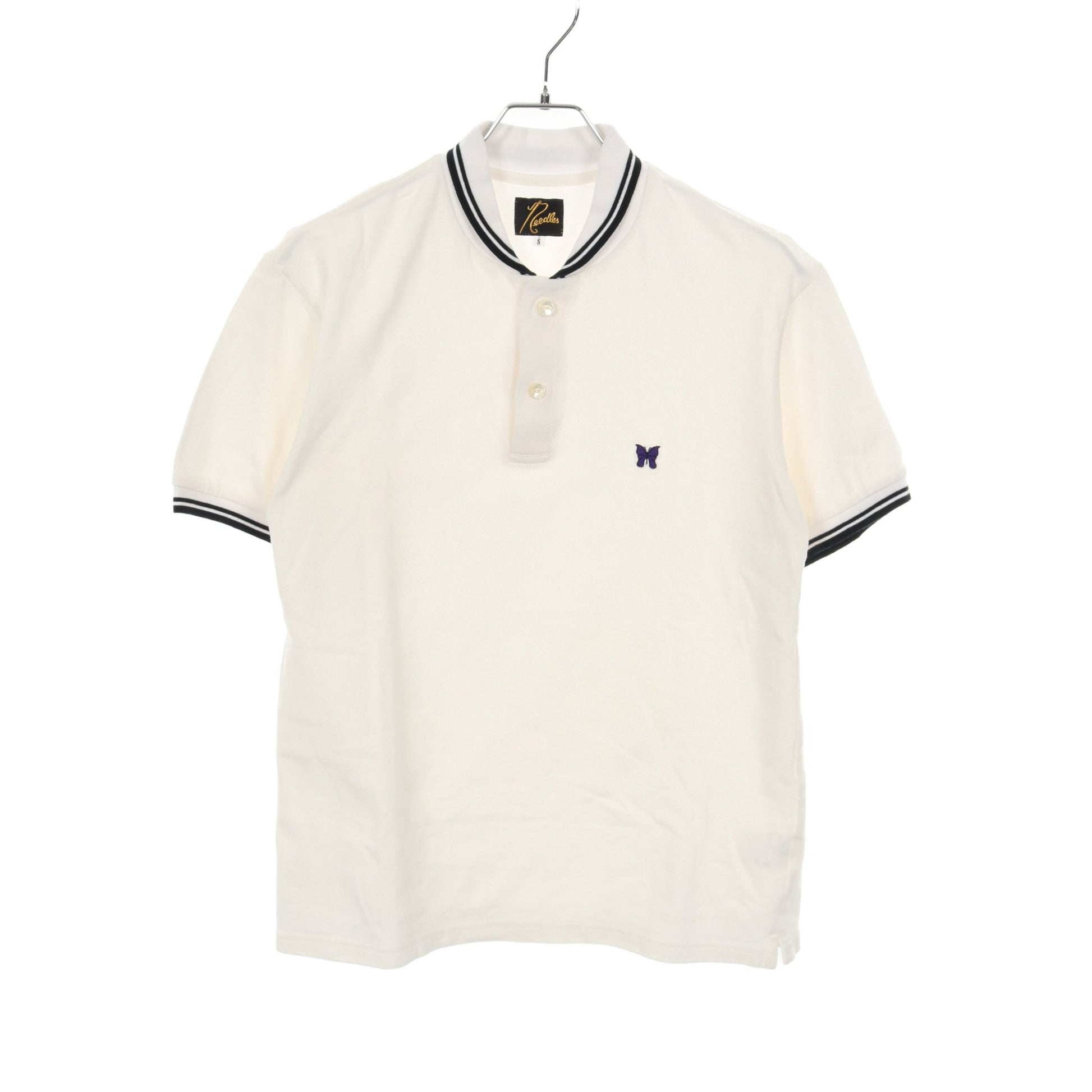 Shawl Collar S/S Polo ポロシャツ 蝶刺繍 コットン ホワイト ブラック ニードルス トップス Needles