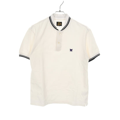Shawl Collar S/S Polo ポロシャツ 蝶刺繍 コットン ホワイト ブラック ニードルス トップス Needles