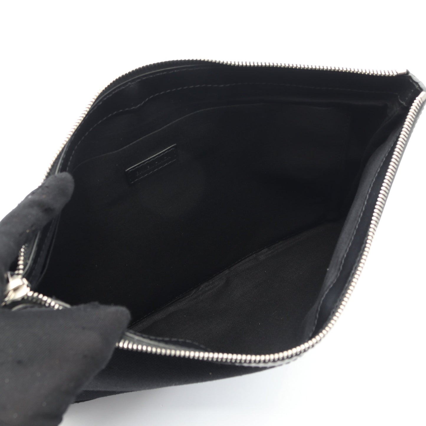 ネイビークリップ M クラッチバッグ キャンバス レザー ブラック バレンシアガ バッグ BALENCIAGA