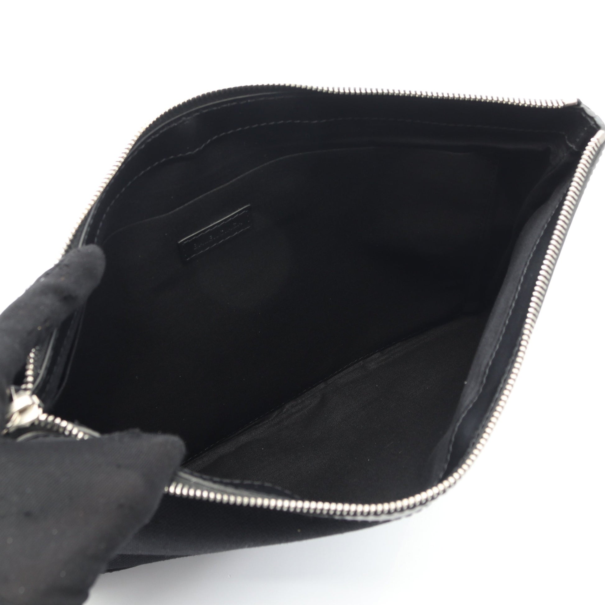 ネイビークリップ M クラッチバッグ キャンバス レザー ブラック バレンシアガ バッグ BALENCIAGA