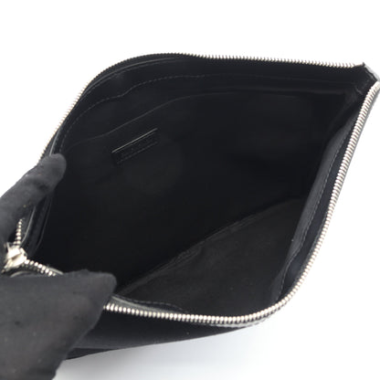ネイビークリップ M クラッチバッグ キャンバス レザー ブラック バレンシアガ バッグ BALENCIAGA
