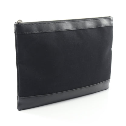 ネイビークリップ M クラッチバッグ キャンバス レザー ブラック バレンシアガ バッグ BALENCIAGA