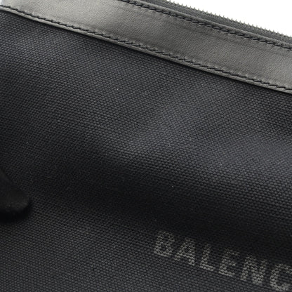 ネイビークリップ M クラッチバッグ キャンバス レザー ブラック バレンシアガ バッグ BALENCIAGA