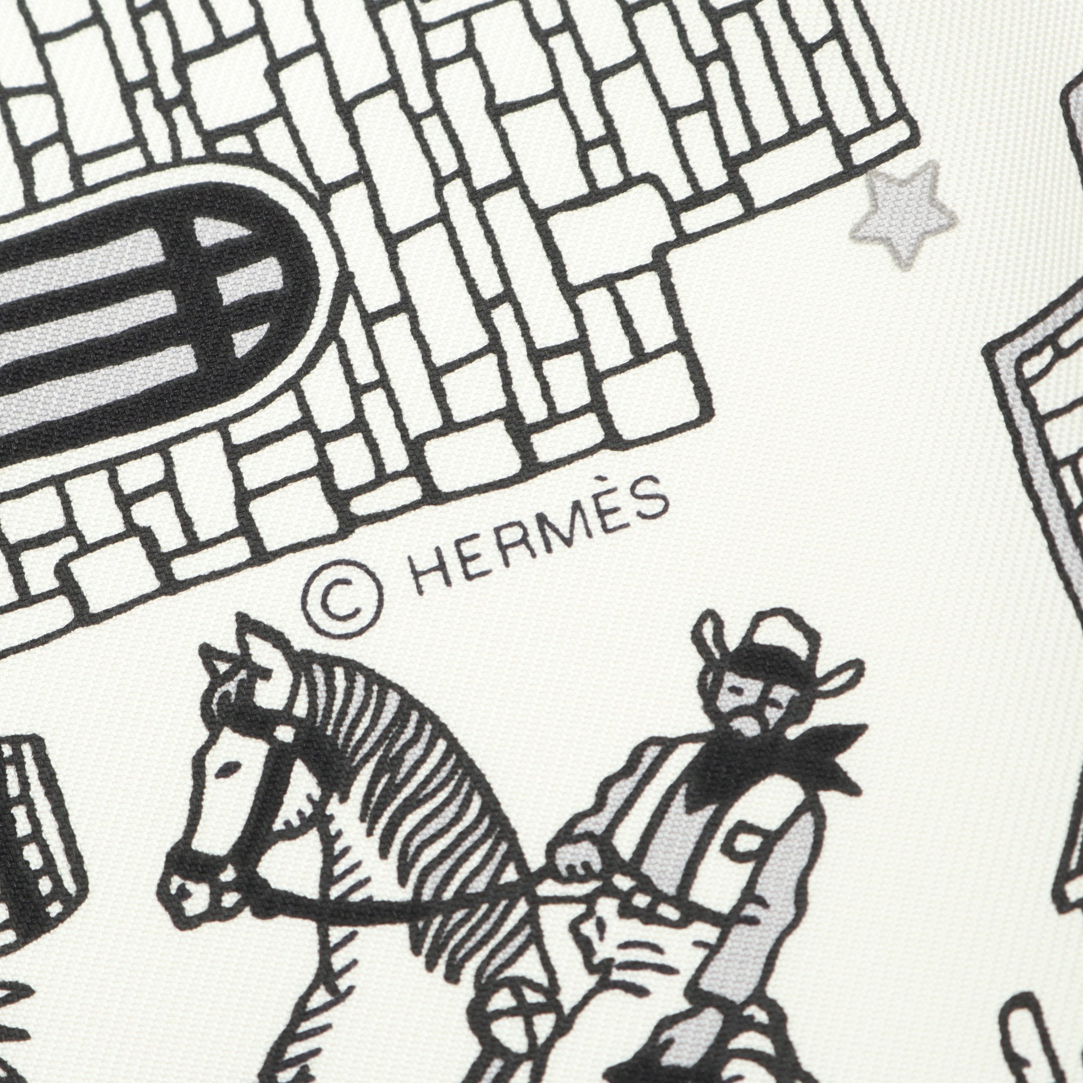 カレ55 Hermes Paris Station Bandana スカーフ シルク ホワイト