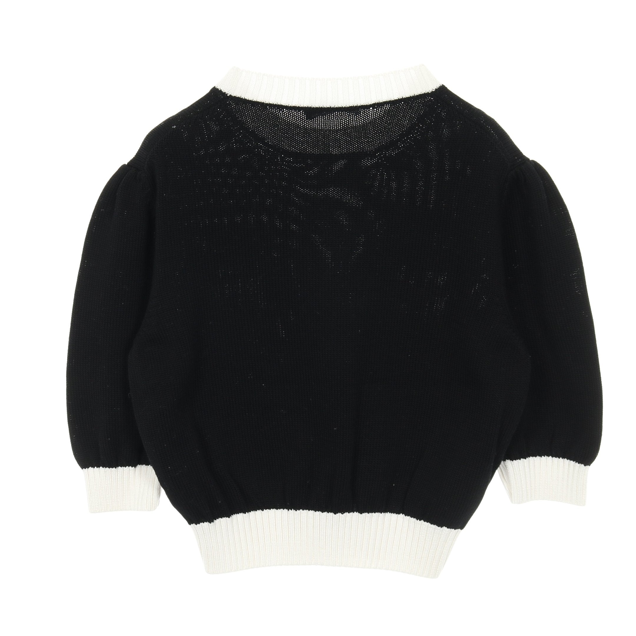 ロゴ セーター ニット クルーネック コットン ブラック ホワイト