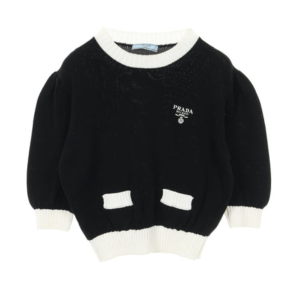ロゴ セーター ニット クルーネック コットン ブラック ホワイト プラダ トップス PRADA
