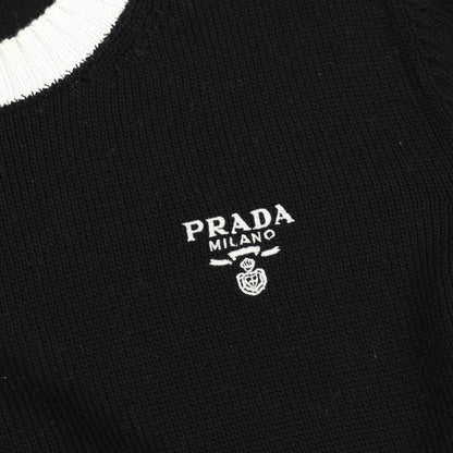 ロゴ セーター ニット クルーネック コットン ブラック ホワイト プラダ トップス PRADA