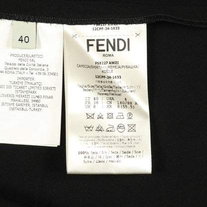 ポロシャツ 半袖 ロゴ刺繍 シルク ブラック フェンディ トップス FENDI