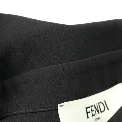 ポロシャツ 半袖 ロゴ刺繍 シルク ブラック フェンディ トップス FENDI