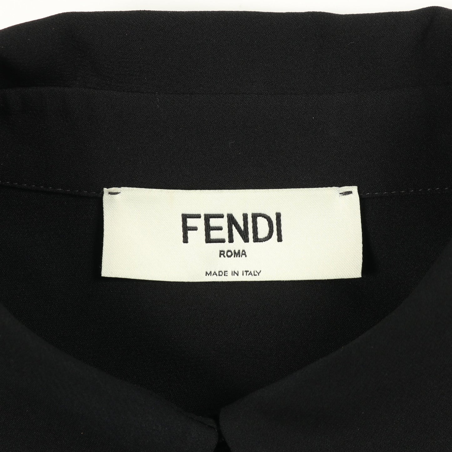 ポロシャツ 半袖 ロゴ刺繍 シルク ブラック フェンディ トップス FENDI