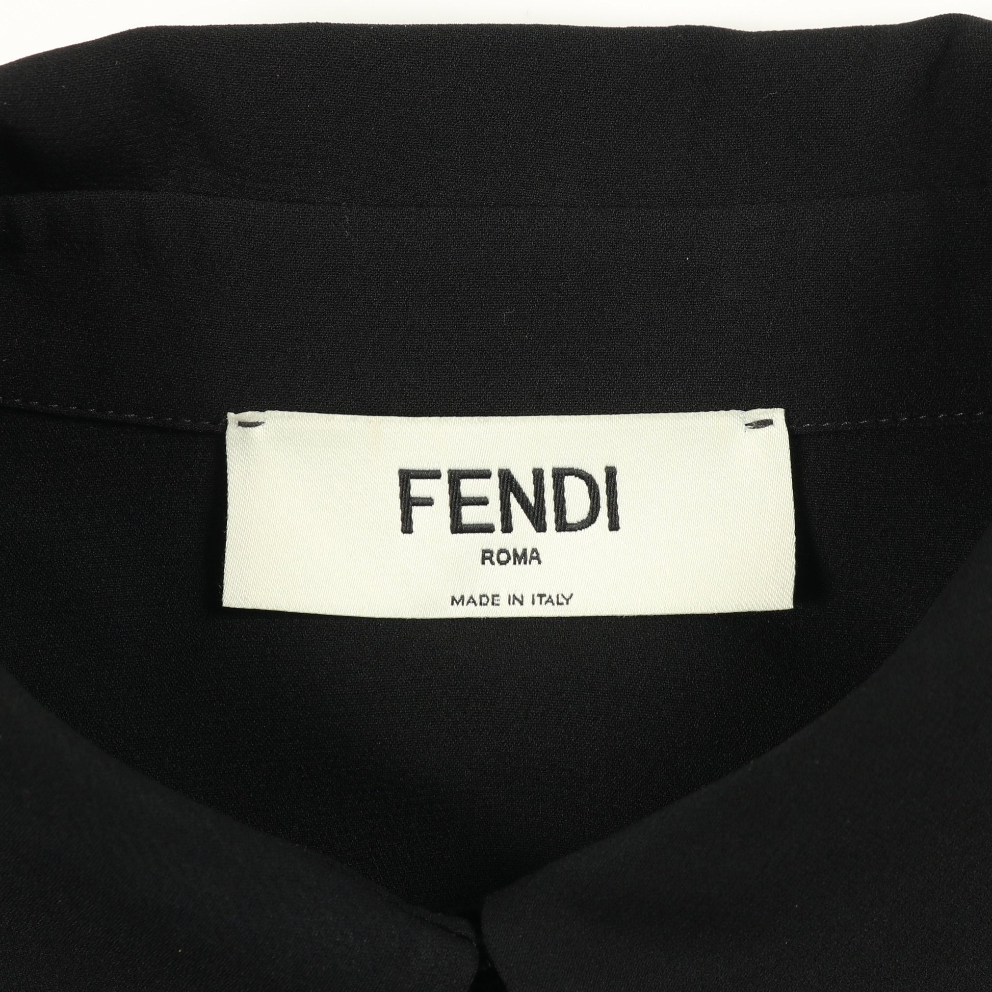 ポロシャツ 半袖 ロゴ刺繍 シルク ブラック フェンディ トップス FENDI