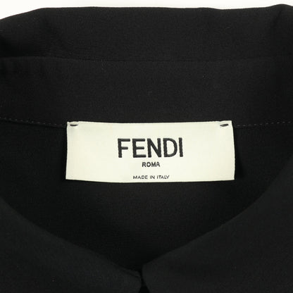ポロシャツ 半袖 ロゴ刺繍 シルク ブラック フェンディ トップス FENDI