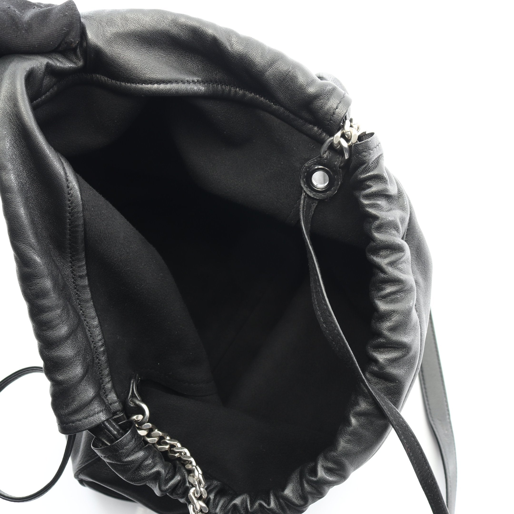 TEDDY テディ チェーンショルダーバッグ レザー ブラック 巾着 ポーチ