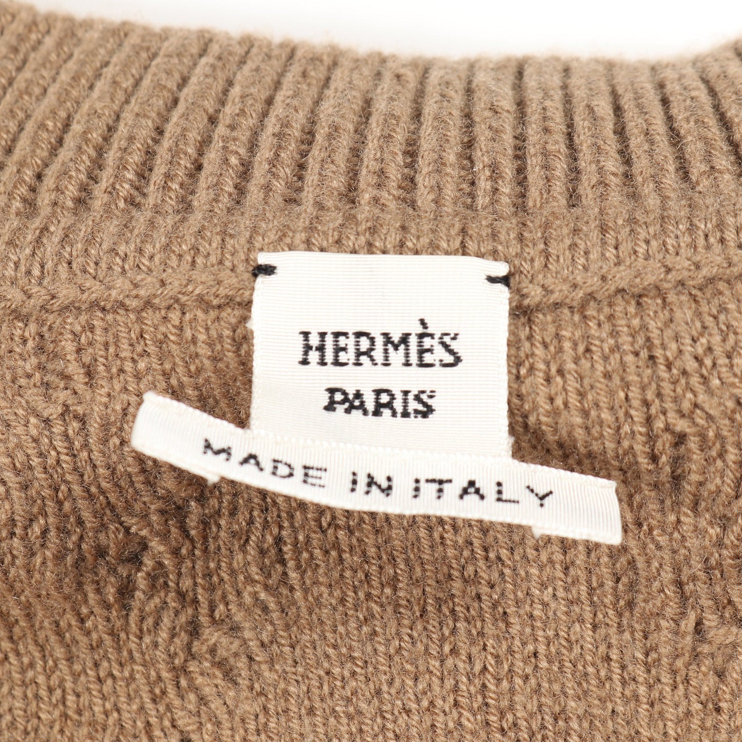 シェーヌダンクル ニットワンピース Vネック ウール カシミヤ カーキブラウン エルメス ワンピース HERMES
