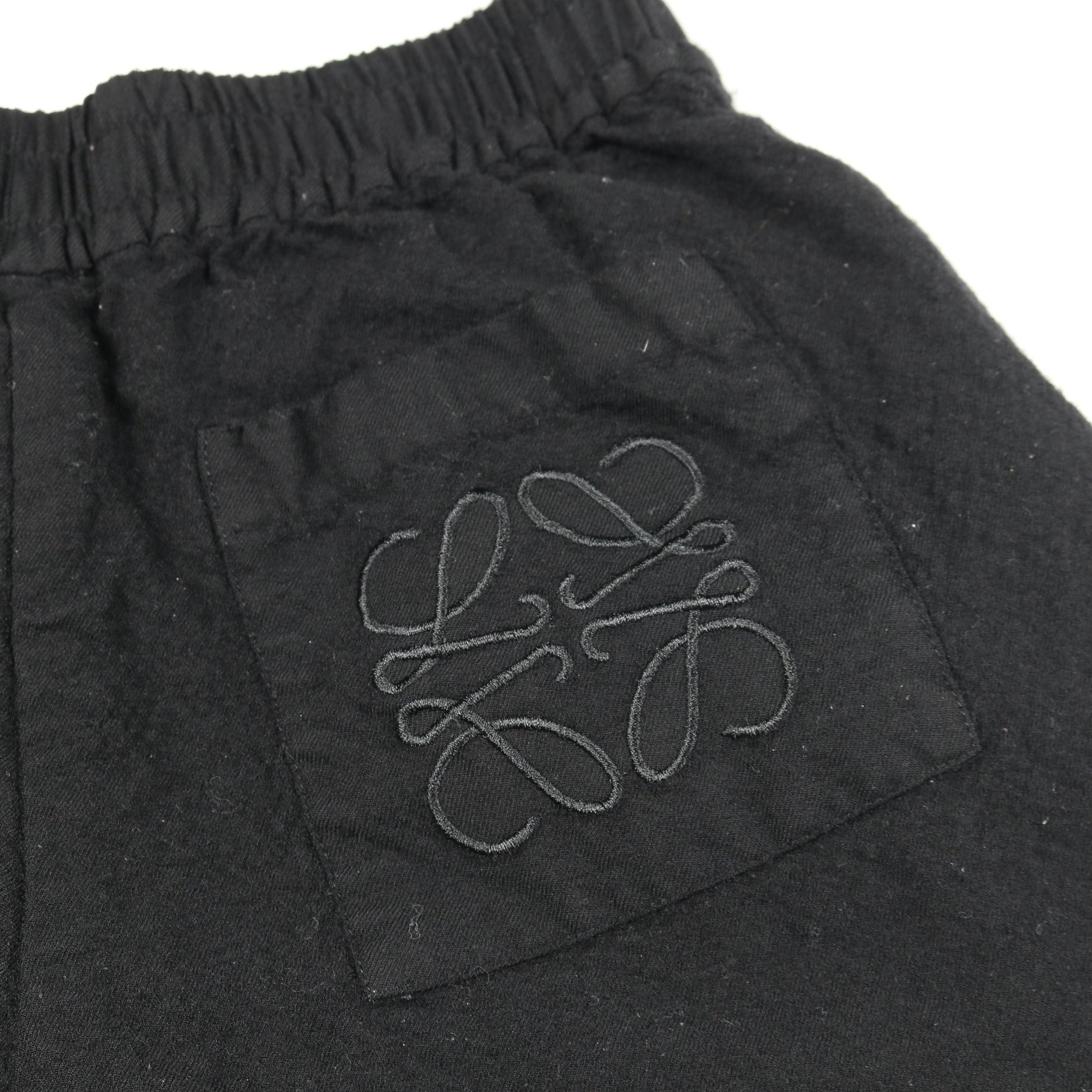 ワイドパンツ アナグラム刺繍 ウール ブラック ロエベ ボトムス LOEWE