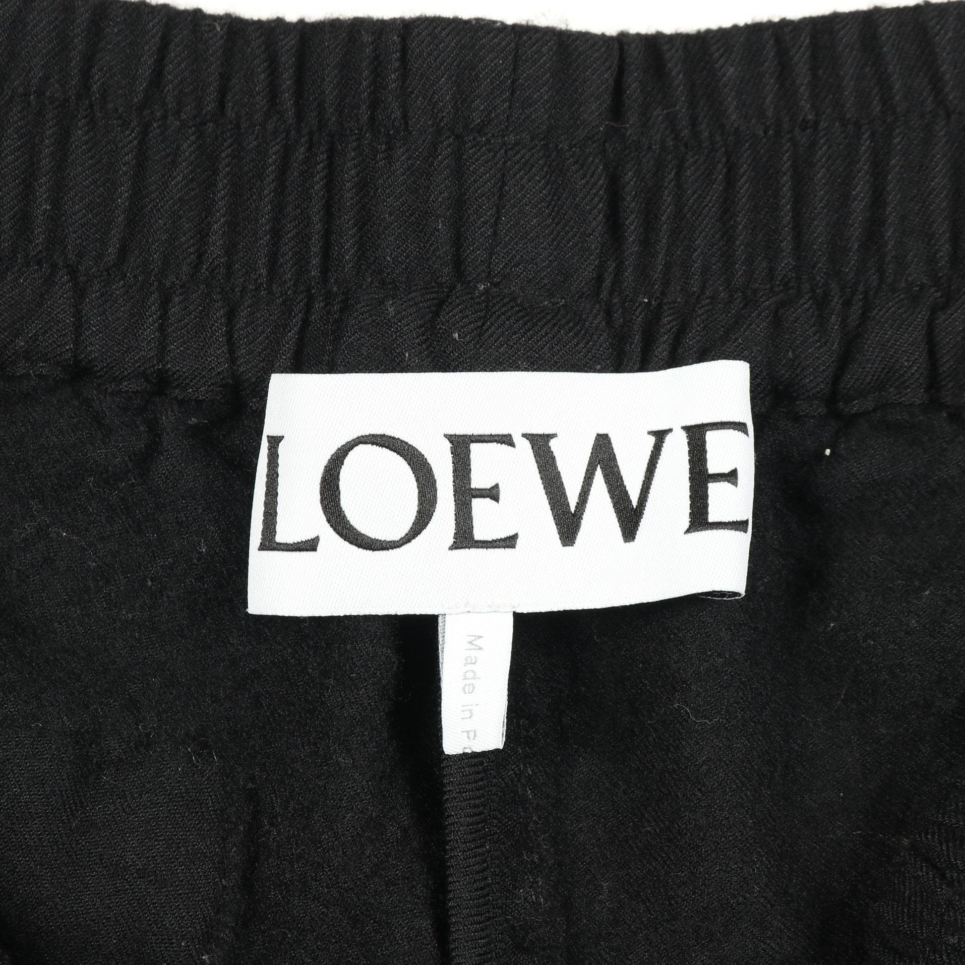 ワイドパンツ アナグラム刺繍 ウール ブラック ロエベ ボトムス LOEWE