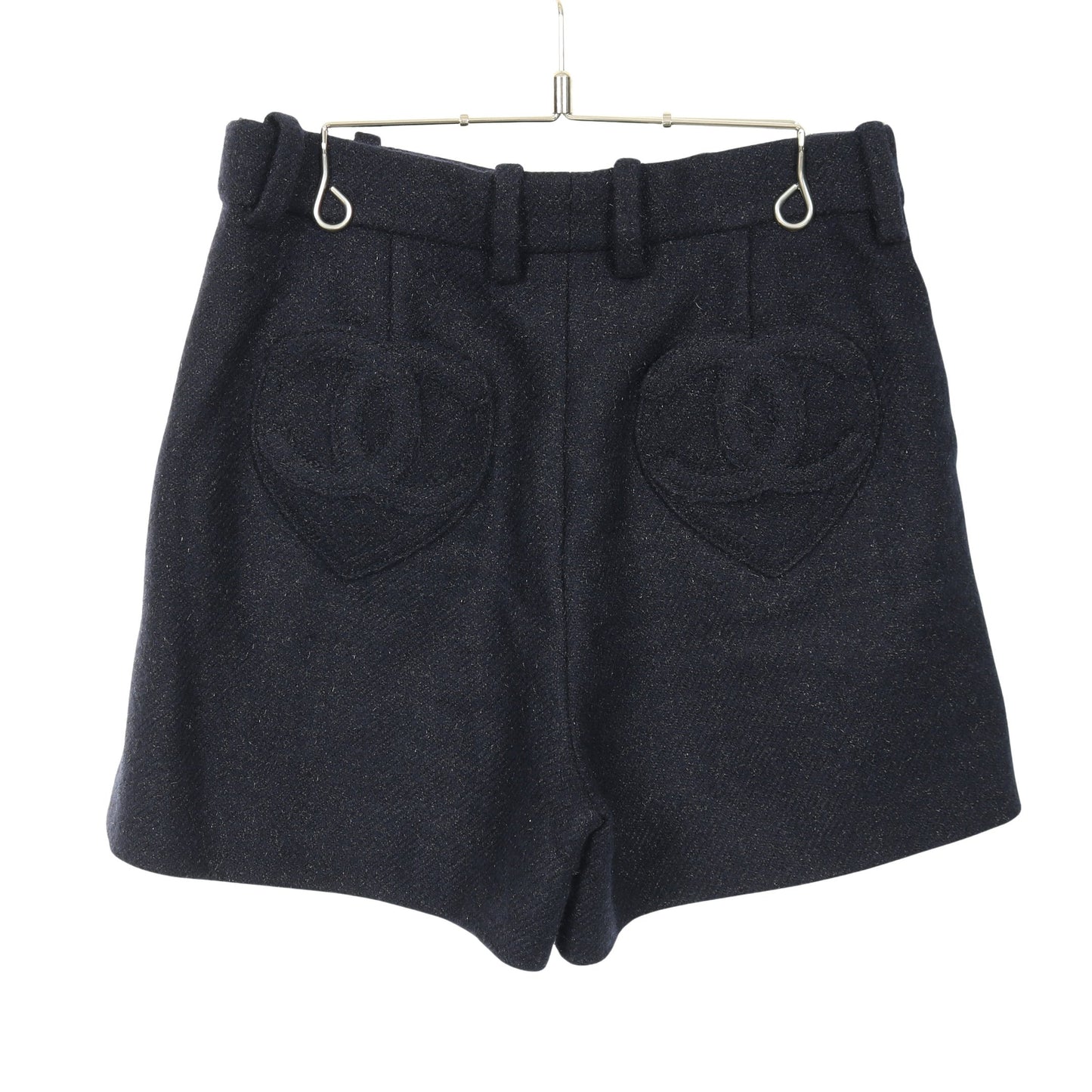 ココマークボタン ショート パンツ ウール カシミヤ ネイビー シャネル ボトムス CHANEL