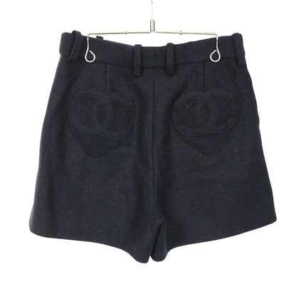 ココマークボタン ショート パンツ ウール カシミヤ ネイビー シャネル ボトムス CHANEL