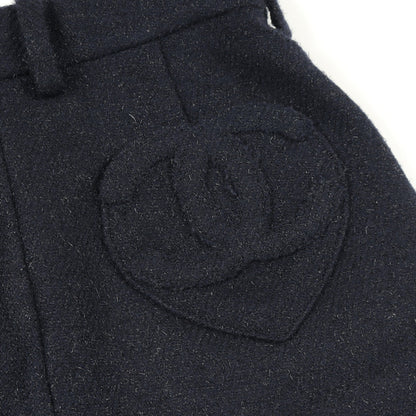 ココマークボタン ショート パンツ ウール カシミヤ ネイビー シャネル ボトムス CHANEL