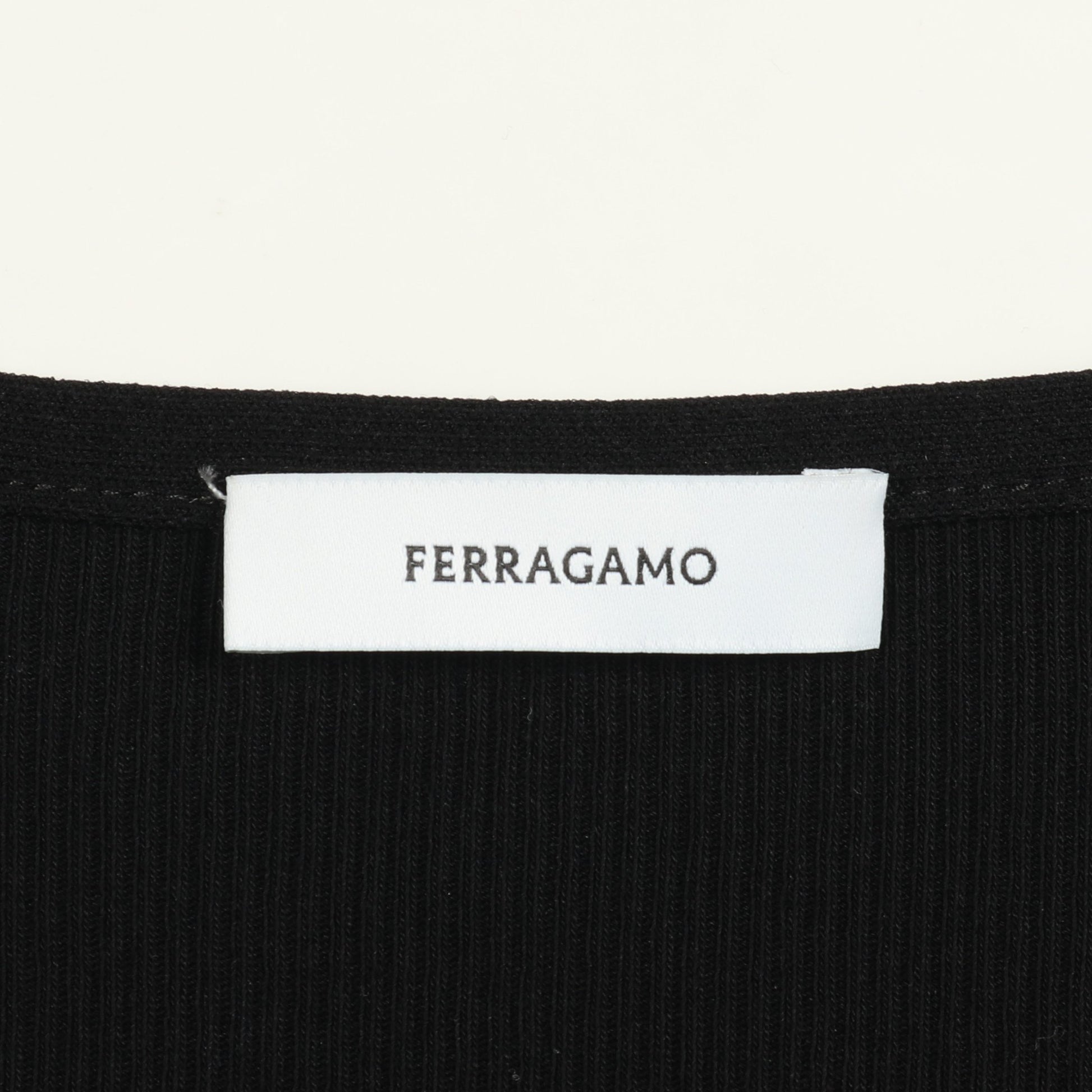 アンサンブル タンクトップ カットソー 刺繍 コットン ブラック サルヴァトーレフェラガモ トップス Salvatore Ferragamo