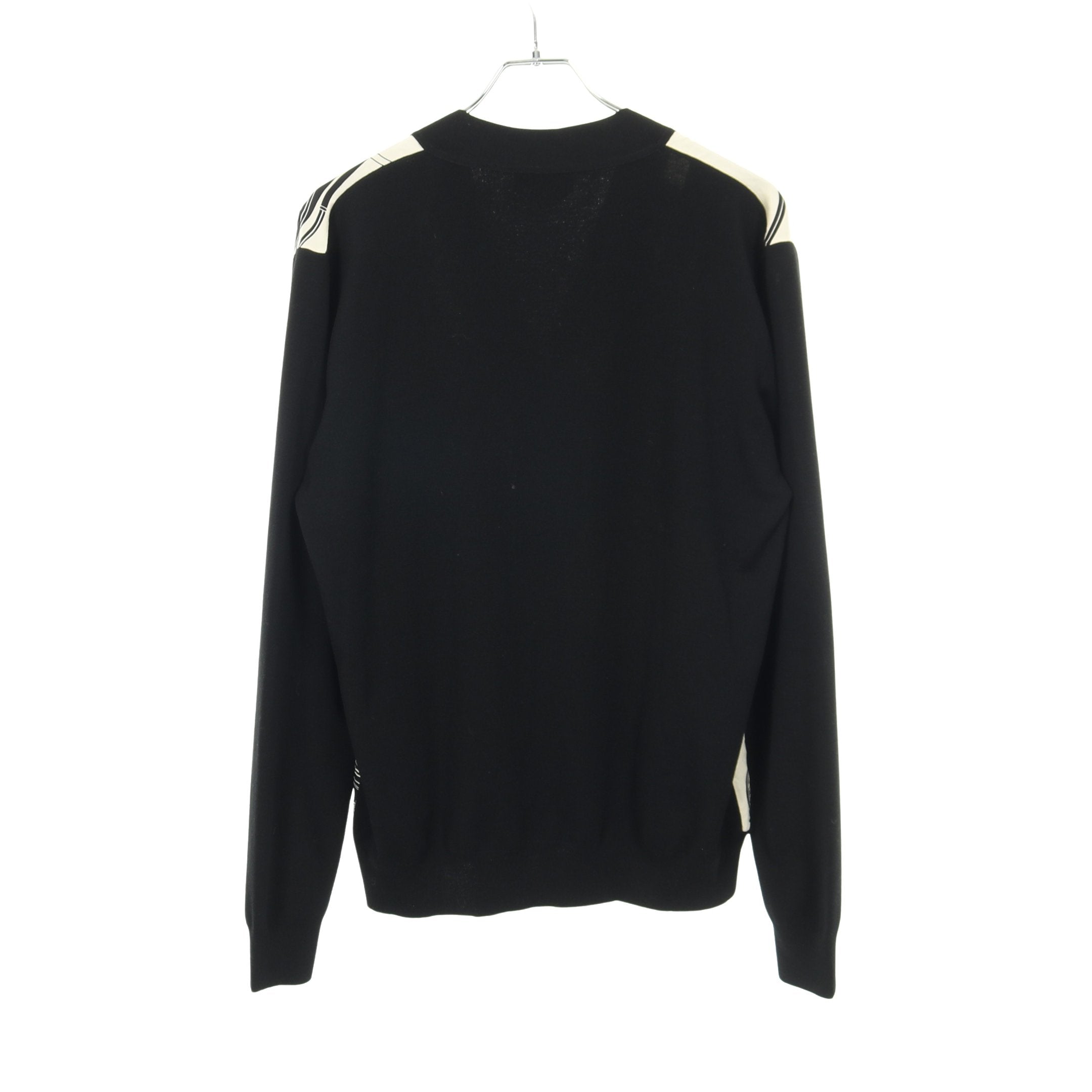 エルメスシルクカーディガン カーディガン ウール シルク ブラック アイボリー スカーフ切替