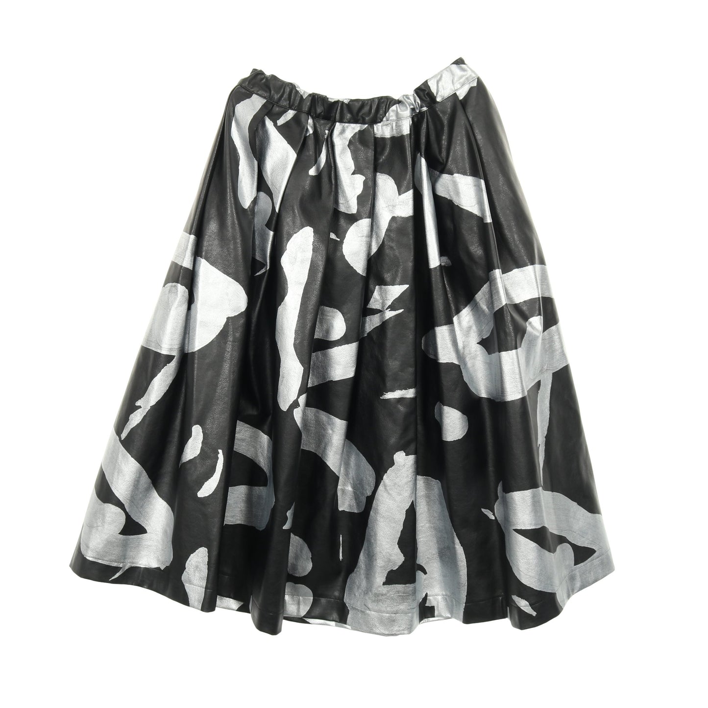 スカート 総柄 ブラック シルバー フェイクレザー コムデギャルソン ボトムス Comme des Garcons