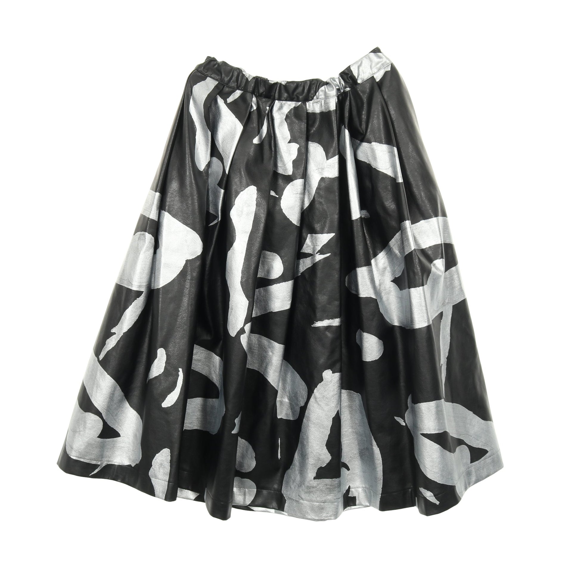 スカート 総柄 ブラック シルバー フェイクレザー コムデギャルソン ボトムス Comme des Garcons